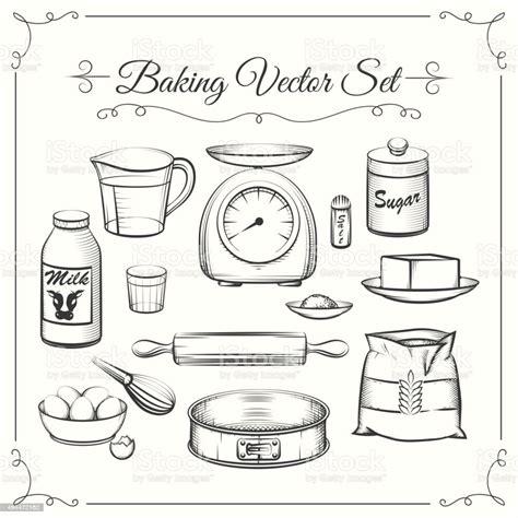 Baking Food Ingredients And Kitchen Tools In Hand Drawn: Dibujar Fácil con este Paso a Paso, dibujos de Con Vectores En Photoshop, como dibujar Con Vectores En Photoshop paso a paso para colorear