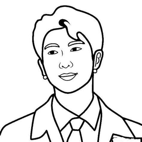BTS Kim Nam Joon para colorear. imprimir e dibujar: Dibujar Fácil, dibujos de Coreanos, como dibujar Coreanos paso a paso para colorear