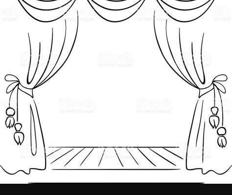 Theater stage vector sketch | Vector sketch. Theatre stage: Dibujar y Colorear Fácil con este Paso a Paso, dibujos de Cortinas De Teatro, como dibujar Cortinas De Teatro para colorear e imprimir