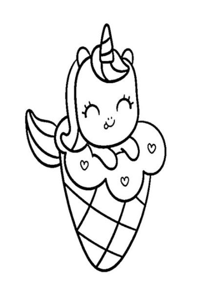 🥇 🥇 Dibujo de unicornio kawaii helado para imprimir: Dibujar y Colorear Fácil, dibujos de Cosas Kawai, como dibujar Cosas Kawai para colorear
