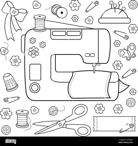 Progetto di cucitura di strumenti e attrezzature. libro da: Dibujar Fácil, dibujos de Costuras, como dibujar Costuras paso a paso para colorear