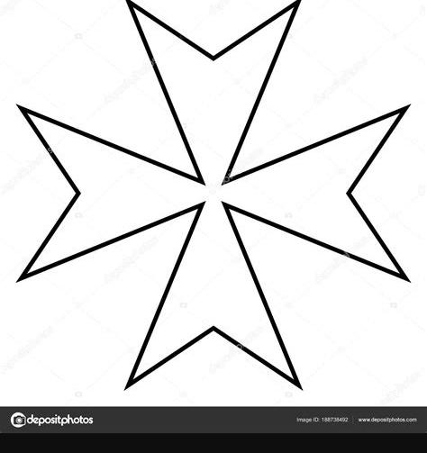 Croix maltaise icône noir couleur illustration style plat: Dibujar Fácil, dibujos de Cruz De Malta, como dibujar Cruz De Malta paso a paso para colorear