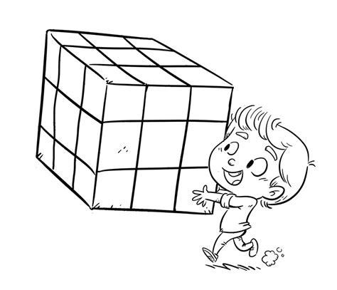 Niño con un cubo de puzzle de colores para jugar - dibujo: Aprender a Dibujar y Colorear Fácil, dibujos de Cuadrado Con X, como dibujar Cuadrado Con X para colorear e imprimir
