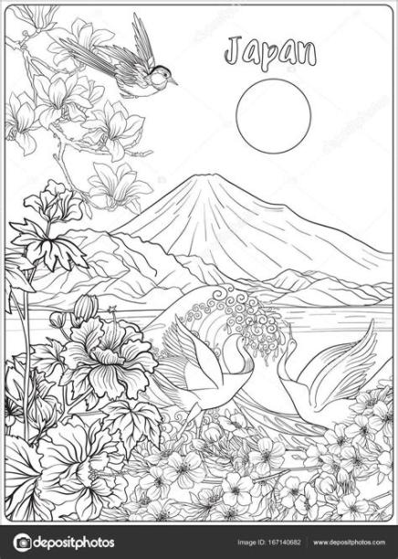 Dibujos: flores japonesas para pintar | Paisaje japonés: Dibujar Fácil, dibujos de Dibujos Japoneses, como dibujar Dibujos Japoneses para colorear