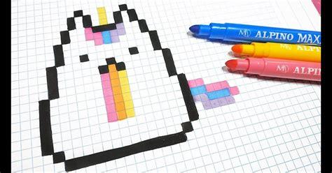 Unicornio Kawaii Dibujos Pixelados Faciles - imagen para: Aprende a Dibujar y Colorear Fácil, dibujos de Dibujos Pixelados, como dibujar Dibujos Pixelados para colorear e imprimir