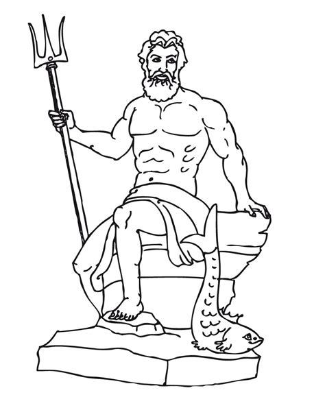 Dibujo para colorear del dios griego Poseidon - COLOREA: Aprender como Dibujar y Colorear Fácil con este Paso a Paso, dibujos de Dioses Griegos, como dibujar Dioses Griegos para colorear