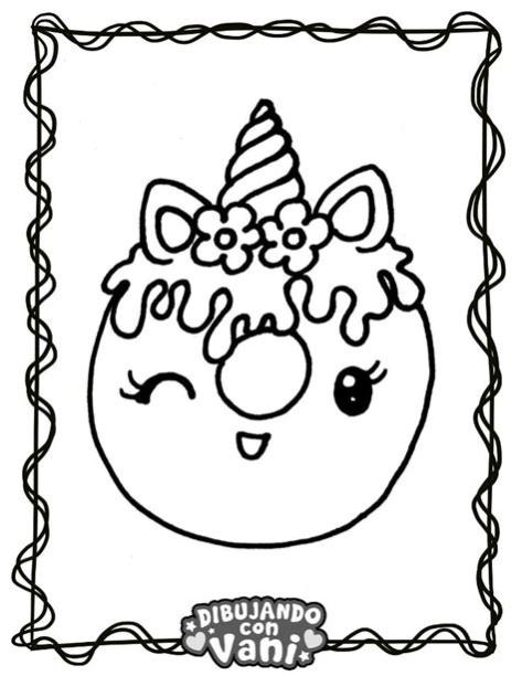 DONA UNICORNIO KAWAII | Dibujos kawaii. Kawaii. Personajes: Dibujar y Colorear Fácil con este Paso a Paso, dibujos de Donut Kawaii, como dibujar Donut Kawaii para colorear e imprimir