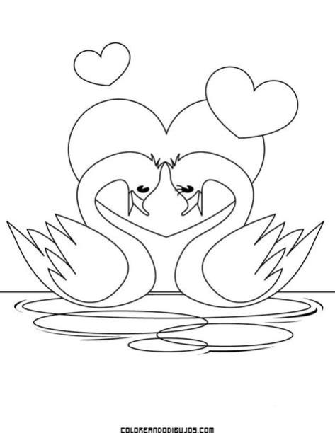 Cisnes enamorados - Dibujos para colorear: Dibujar Fácil con este Paso a Paso, dibujos de Dos Cisnes Formando Un Corazon, como dibujar Dos Cisnes Formando Un Corazon para colorear e imprimir