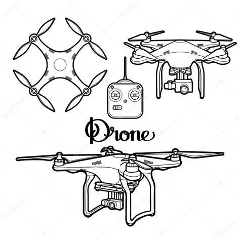 Graphic collection of drones — Vector de stock: Dibujar Fácil, dibujos de Drones, como dibujar Drones paso a paso para colorear