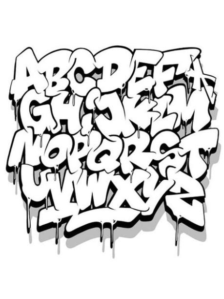Dibujos para colorear Graffiti del alfabeto: Aprende a Dibujar Fácil, dibujos de El Abecedario En Graffiti, como dibujar El Abecedario En Graffiti para colorear