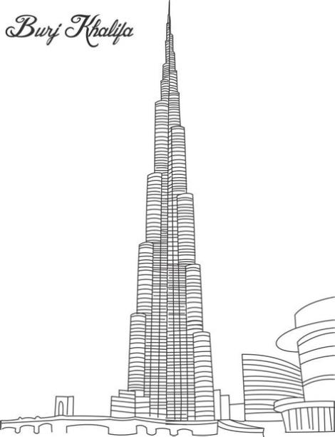 Dibujos de Torre Burj Khalifa para Colorear para Colorear: Aprende a Dibujar Fácil, dibujos de El Burj Khalifa, como dibujar El Burj Khalifa para colorear e imprimir