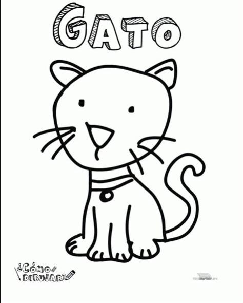Gato para colorear y para imprimir en PDF 2021: Aprende como Dibujar Fácil, dibujos de El Gato, como dibujar El Gato paso a paso para colorear