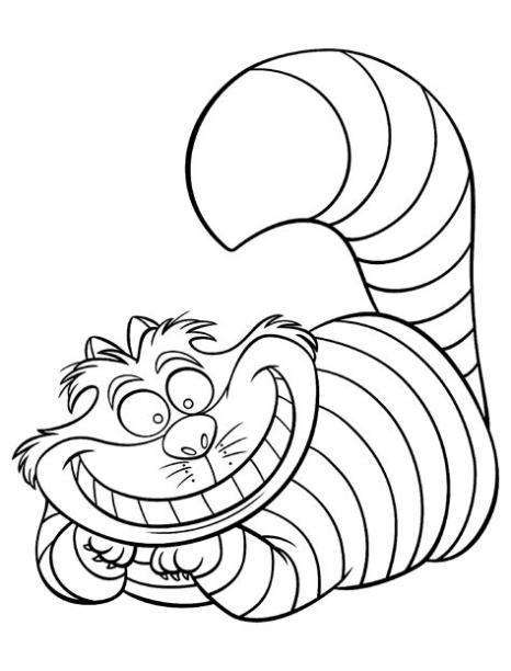 Dibujo para colorear - gato de Cheshire: Dibujar Fácil con este Paso a Paso, dibujos de El Gato De Cheshire, como dibujar El Gato De Cheshire para colorear e imprimir