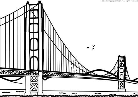 Edificios Famosos 21 | Dibujos para Colorear 24: Dibujar Fácil con este Paso a Paso, dibujos de El Golden Gate, como dibujar El Golden Gate para colorear