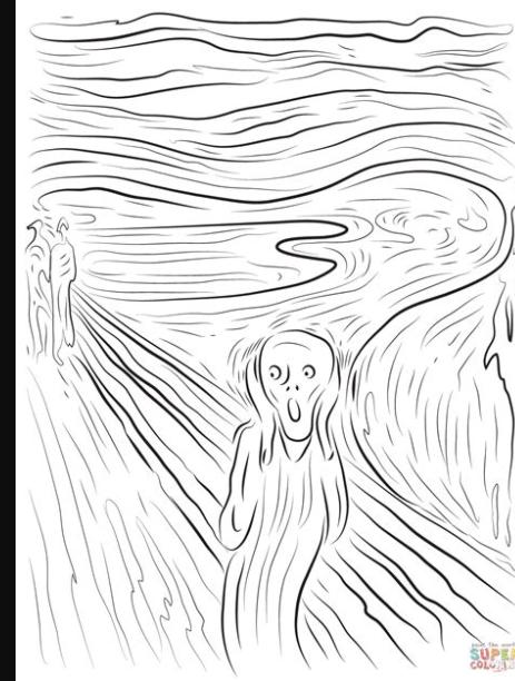 Dibujo de El grito de Edvard Munch para colorear | Dibujos: Dibujar Fácil con este Paso a Paso, dibujos de El Grito De Munch, como dibujar El Grito De Munch para colorear