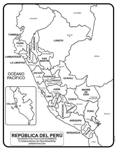 Mapa de Perú con departamentos y capitales para colorear: Dibujar Fácil, dibujos de El Mapa, como dibujar El Mapa para colorear