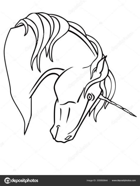 Unicornio Lineal Ilustración Vectorial Para Colorear: Aprender como Dibujar y Colorear Fácil, dibujos de El Ojo De Un Caballo, como dibujar El Ojo De Un Caballo paso a paso para colorear