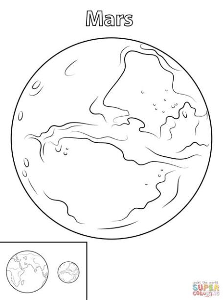 Dibujo de Planeta Marte para colorear | Dibujos para: Dibujar Fácil, dibujos de El Planeta Marte, como dibujar El Planeta Marte para colorear e imprimir