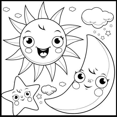 Mi Grado primero: Día 4: El sol. la luna y las estrellas: Dibujar y Colorear Fácil, dibujos de El Sol Y La Luna, como dibujar El Sol Y La Luna paso a paso para colorear