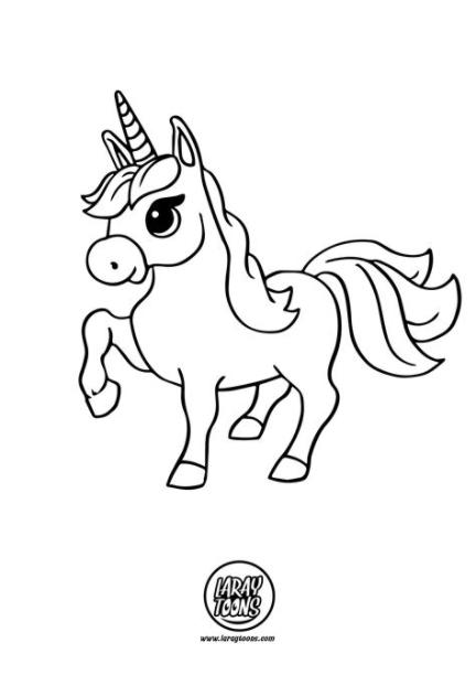 Unicornio para Pintar y Colorear - Dibujando con LarayToons: Aprender a Dibujar y Colorear Fácil con este Paso a Paso, dibujos de El Unicornio De Whatsapp, como dibujar El Unicornio De Whatsapp para colorear