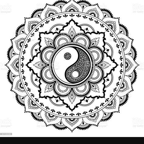 Vector Henna Tatoo Mandala Yinyang Decorative Symbol: Dibujar Fácil con este Paso a Paso, dibujos de El Yin Yang Con Compas, como dibujar El Yin Yang Con Compas para colorear e imprimir