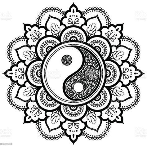 Vector Henna Tatoo Mandala Yinyang Decorative Symbol: Aprender como Dibujar Fácil, dibujos de El Yin Yang Con Compas, como dibujar El Yin Yang Con Compas paso a paso para colorear