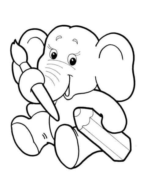 Dibujo para colorear - Elefante bebe: Aprende como Dibujar y Colorear Fácil, dibujos de Elefantes Para Niños, como dibujar Elefantes Para Niños para colorear e imprimir