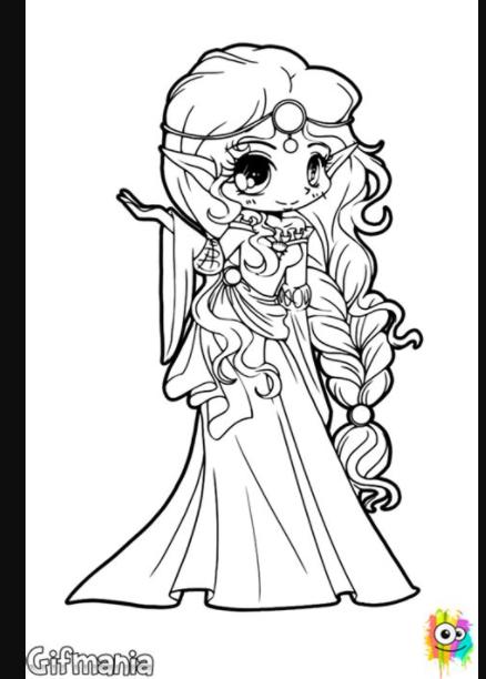 Dibujo de princesa élfica para Colorear | Princesas para: Dibujar Fácil con este Paso a Paso, dibujos de Elfas, como dibujar Elfas para colorear e imprimir