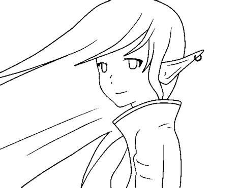 Dibujo de Chica elfo para Colorear - Dibujos.net: Aprender a Dibujar y Colorear Fácil con este Paso a Paso, dibujos de Elfas Anime, como dibujar Elfas Anime para colorear
