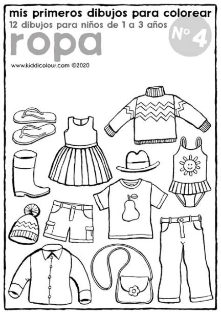 mis primeros dibujos para colorear n° 4: ropa - kiddicolour: Aprende a Dibujar Fácil, dibujos de En La Ropa, como dibujar En La Ropa para colorear