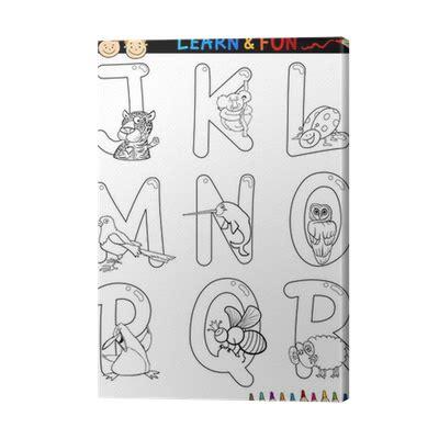 Cuadro en Lienzo Cartoon Alfabeto con animales para: Dibujar Fácil con este Paso a Paso, dibujos de En Metacrilato, como dibujar En Metacrilato para colorear e imprimir