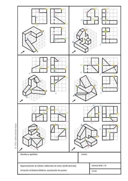 EJERCICIOS+SOLIDOS.+VISTAS.+Nivel+Medio.+Perfil+derecho: Dibujar Fácil, dibujos de En Tres Dimensiones En Autocad, como dibujar En Tres Dimensiones En Autocad paso a paso para colorear