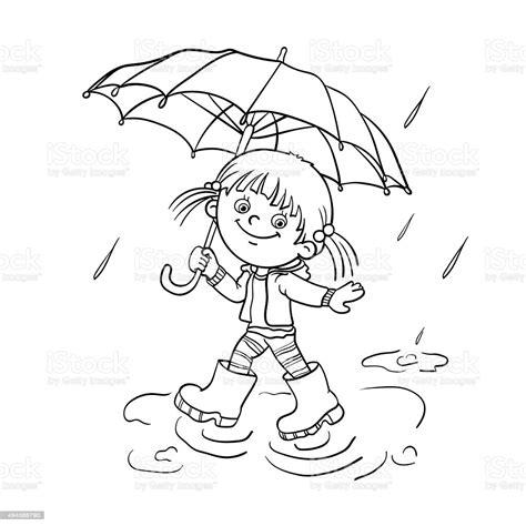 Coloring Page Outline Of A Girl Walking In The Rain Stock: Aprende como Dibujar y Colorear Fácil con este Paso a Paso, dibujos de En Un Examen Psicologico, como dibujar En Un Examen Psicologico para colorear