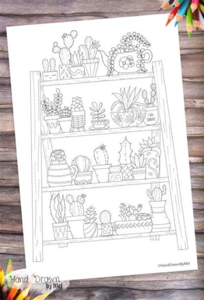 Cactus Escalera Pantalla para colorear página para: Aprende a Dibujar Fácil con este Paso a Paso, dibujos de Escaleras En Planta, como dibujar Escaleras En Planta para colorear e imprimir