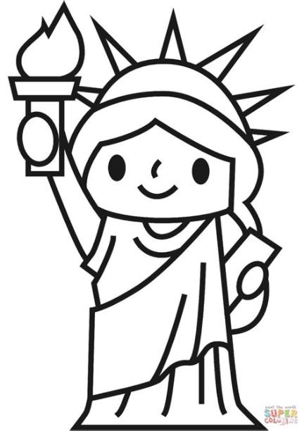 Dibujo de Estatua de la Libertad simple para colorear: Dibujar Fácil con este Paso a Paso, dibujos de Esculturas, como dibujar Esculturas para colorear