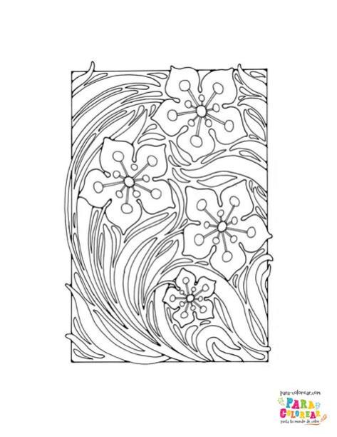 Dibujo de estampado de flores para colorear | Para: Aprende a Dibujar y Colorear Fácil con este Paso a Paso, dibujos de Estampados, como dibujar Estampados para colorear e imprimir