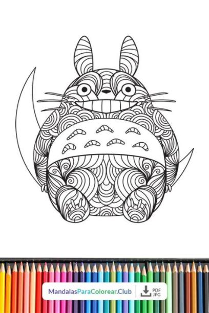 Totoro en Zentangle Art | Totoro dibujo. Totoro. Arte: Aprender como Dibujar y Colorear Fácil, dibujos de Estilo Ghibli, como dibujar Estilo Ghibli paso a paso para colorear
