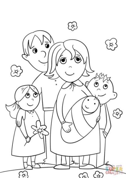 Dibujo de Familia feliz para colorear | Dibujos para: Dibujar y Colorear Fácil con este Paso a Paso, dibujos de Familia, como dibujar Familia paso a paso para colorear