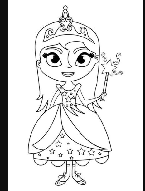 Dibujo para colorear princesa con varita - Dibujos Para: Aprende a Dibujar Fácil, dibujos de Foto, como dibujar Foto para colorear