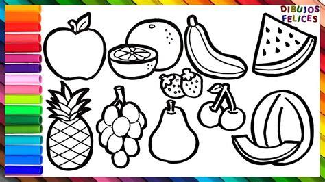 Cómo Dibujar y Colorear 10 Frutas 🍉🍊🍇🍌: Dibujar y Colorear Fácil con este Paso a Paso, dibujos de Frutas Para Niños, como dibujar Frutas Para Niños para colorear e imprimir