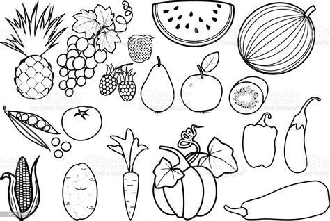 Ilustración de Página Para Colorear Gran Conjunto De: Dibujar y Colorear Fácil con este Paso a Paso, dibujos de Frutas Y Verduras, como dibujar Frutas Y Verduras paso a paso para colorear