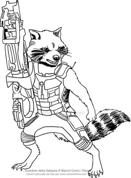 Dibujo de Rocket Raccoon (Los Guardianes de la Galaxia: Dibujar y Colorear Fácil con este Paso a Paso, dibujos de Galaxy, como dibujar Galaxy paso a paso para colorear