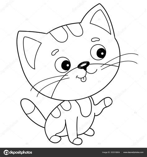 Página Para Colorear Esquema Gato Rayas Dibujos Animados: Dibujar Fácil con este Paso a Paso, dibujos de Gatos Anime, como dibujar Gatos Anime para colorear e imprimir