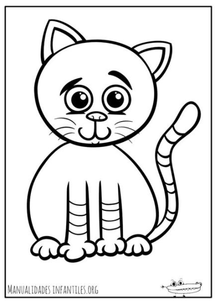 Dibujos de gatos para colorear -Manualidades Infantiles: Aprender como Dibujar Fácil, dibujos de Gatos Tiernos, como dibujar Gatos Tiernos para colorear