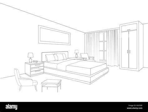 Muebles de dormitorio interior. Sala de dibujo de línea: Aprender a Dibujar y Colorear Fácil con este Paso a Paso, dibujos de Habitaciones En Perspectiva, como dibujar Habitaciones En Perspectiva para colorear