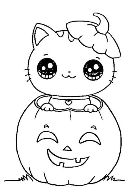 🥇 🥇 Dibujos de halloween gatita calabaza【2021】: Dibujar Fácil con este Paso a Paso, dibujos de Halloween Kawaii, como dibujar Halloween Kawaii para colorear