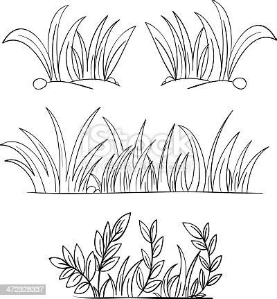 Monochrome Pencil Drawings Of Grass Stock Vector Art: Dibujar Fácil, dibujos de Hierba Realista, como dibujar Hierba Realista para colorear
