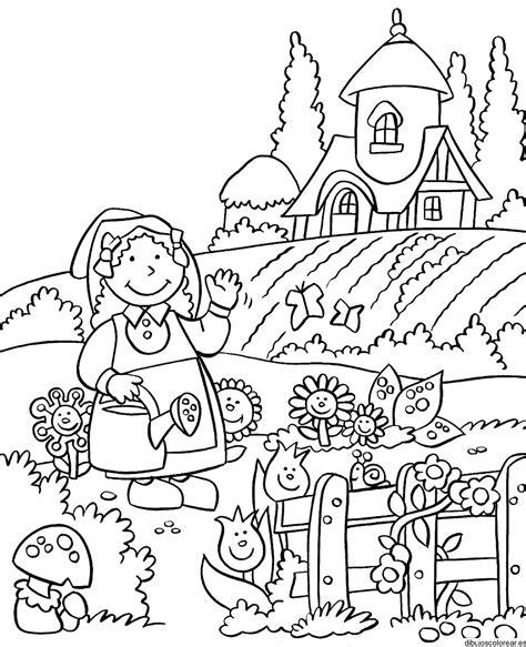 jardin-para-colorear | Garden coloring pages. Coloring: Aprende a Dibujar Fácil con este Paso a Paso, dibujos de Jardin, como dibujar Jardin para colorear e imprimir