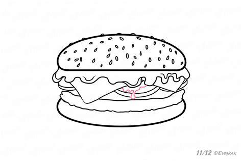 Hamburger Da Colorare - Colorare Immagini: Aprender como Dibujar Fácil con este Paso a Paso, dibujos de Kawaii Panini, como dibujar Kawaii Panini para colorear