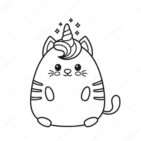 Lindo gato de unicornio sonriente feliz — Vector de: Aprende a Dibujar y Colorear Fácil con este Paso a Paso, dibujos de Kawaii Tiernos Yes, como dibujar Kawaii Tiernos Yes paso a paso para colorear
